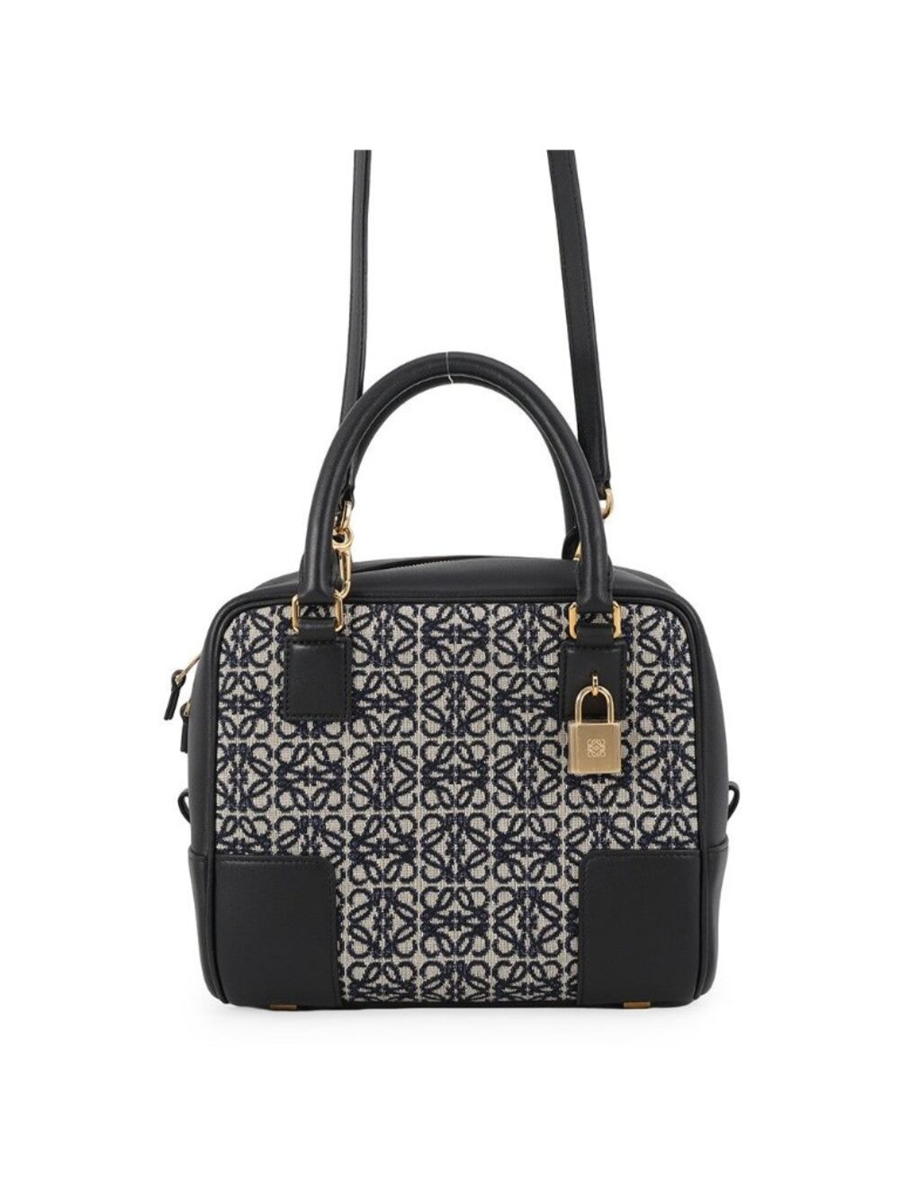 Loewe Amazona 19 Square Canvas Calfskin 2-Way Shoulder Bag Black